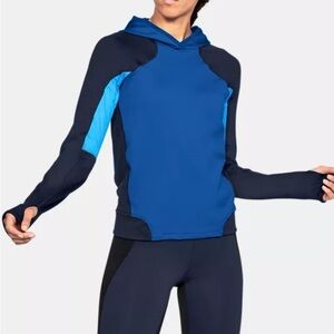 Under Armour Cold Gear hooded warm up top Blue Size Medium
